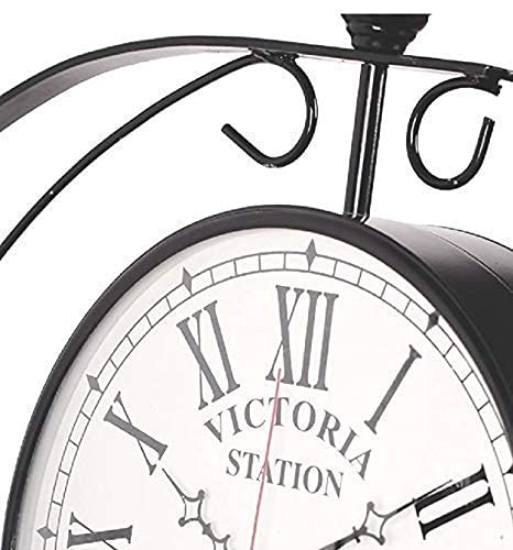 London Vintage Victoria Metal Double Sided Station Analog Wall Clock