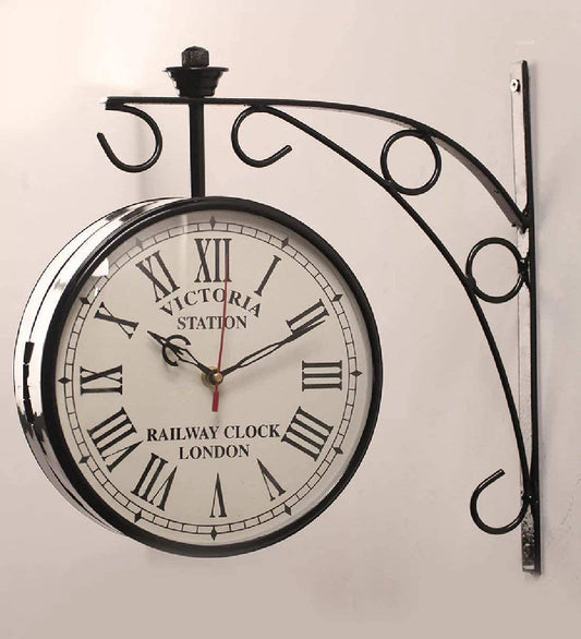 London Vintage Victoria Metal Double Sided Station Analog Wall Clock