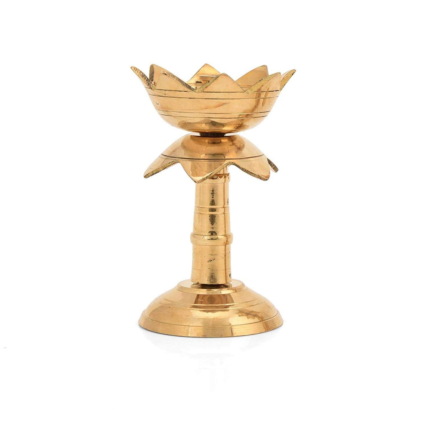 Brass Diya for Puja Temple Decoration, Diya for Diwali - Lotus Shape (Pack of 2)