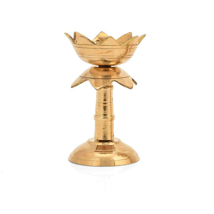 Brass Diya for Puja Temple Decoration, Diya for Diwali - Lotus Shape (Pack of 2)