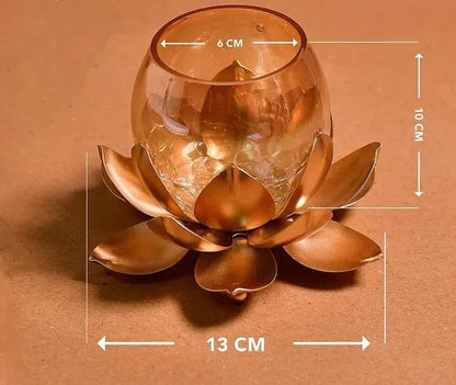 Metal Lotus Flower Tealight Holders - Set of 2