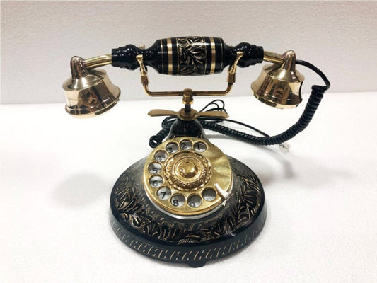 Vintage Black Brass Handcrafted Working Telephone