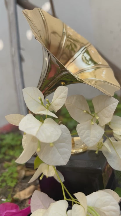 Black and Golden Brass Antique  Dummy Gramophone Showpiece 9 Inch for Home Decor